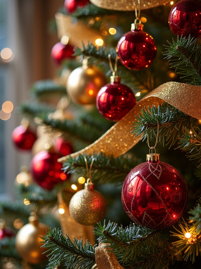 opulent red gold baubles