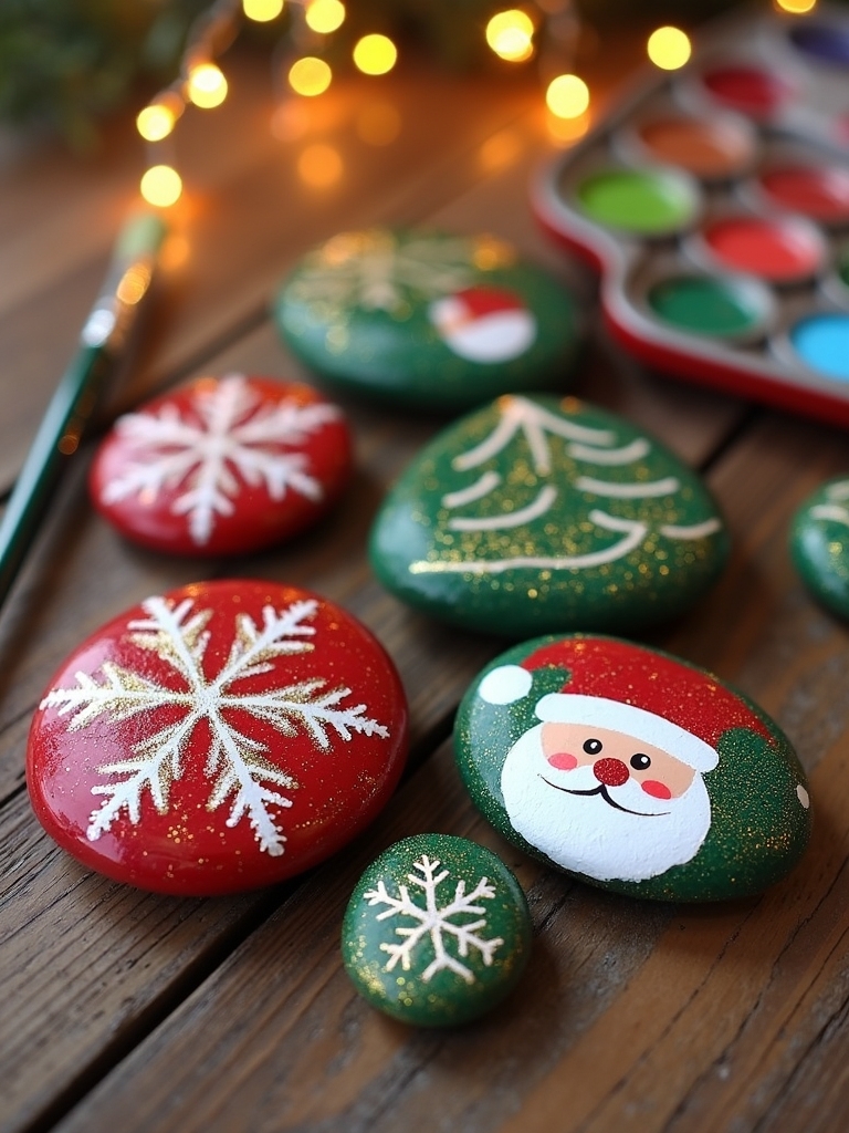 painted rocks holiday decor