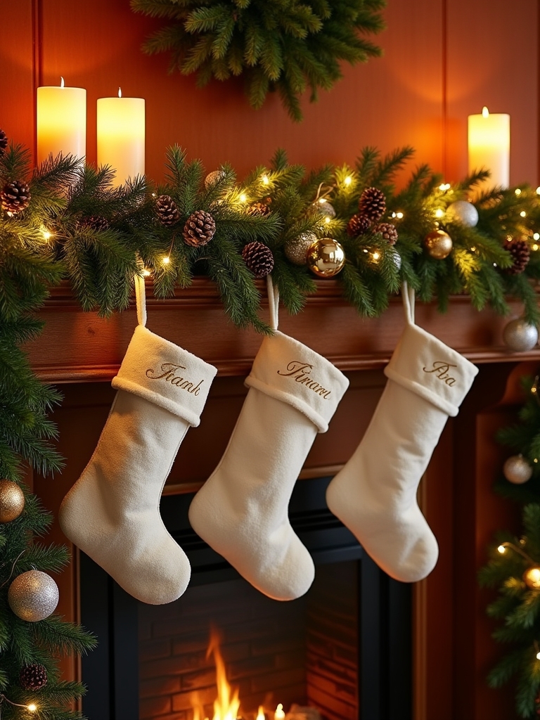 personalized holiday mantel decor