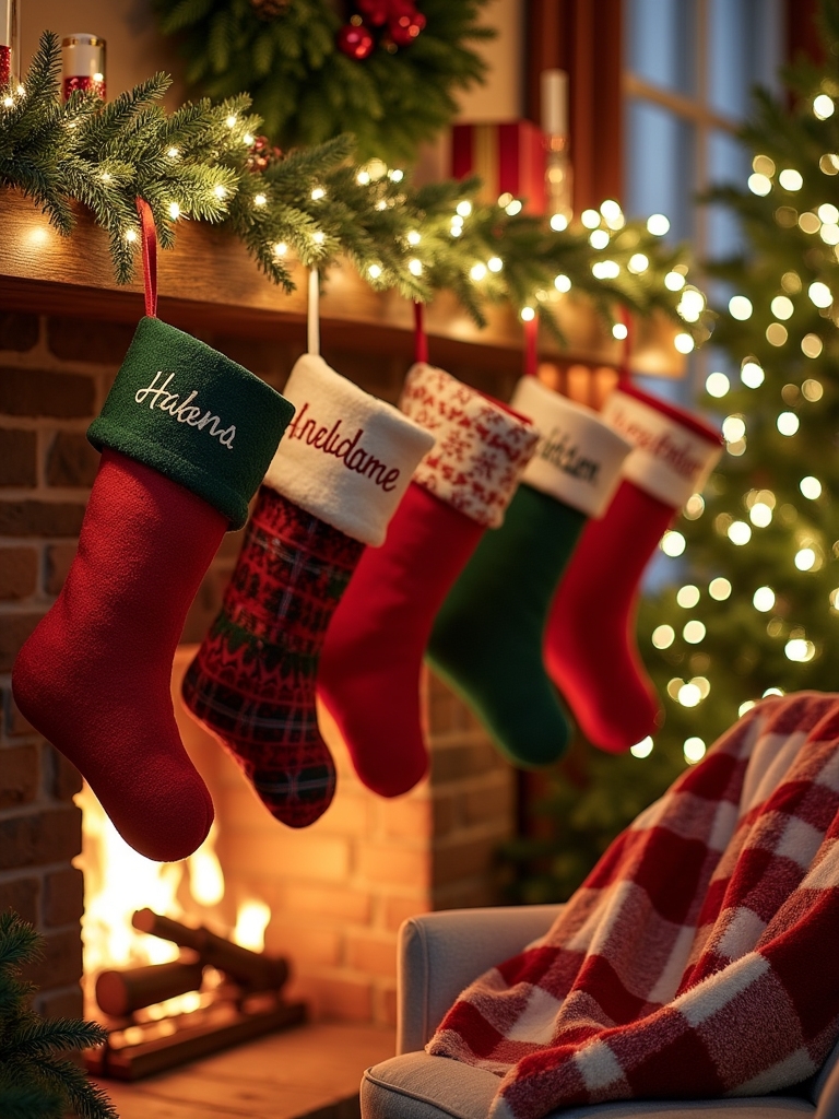 personalized holiday stockings display