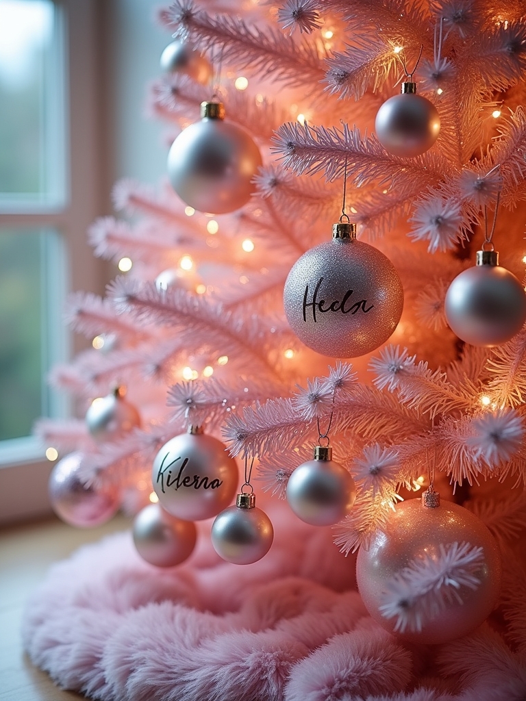 personalized pink christmas ornaments