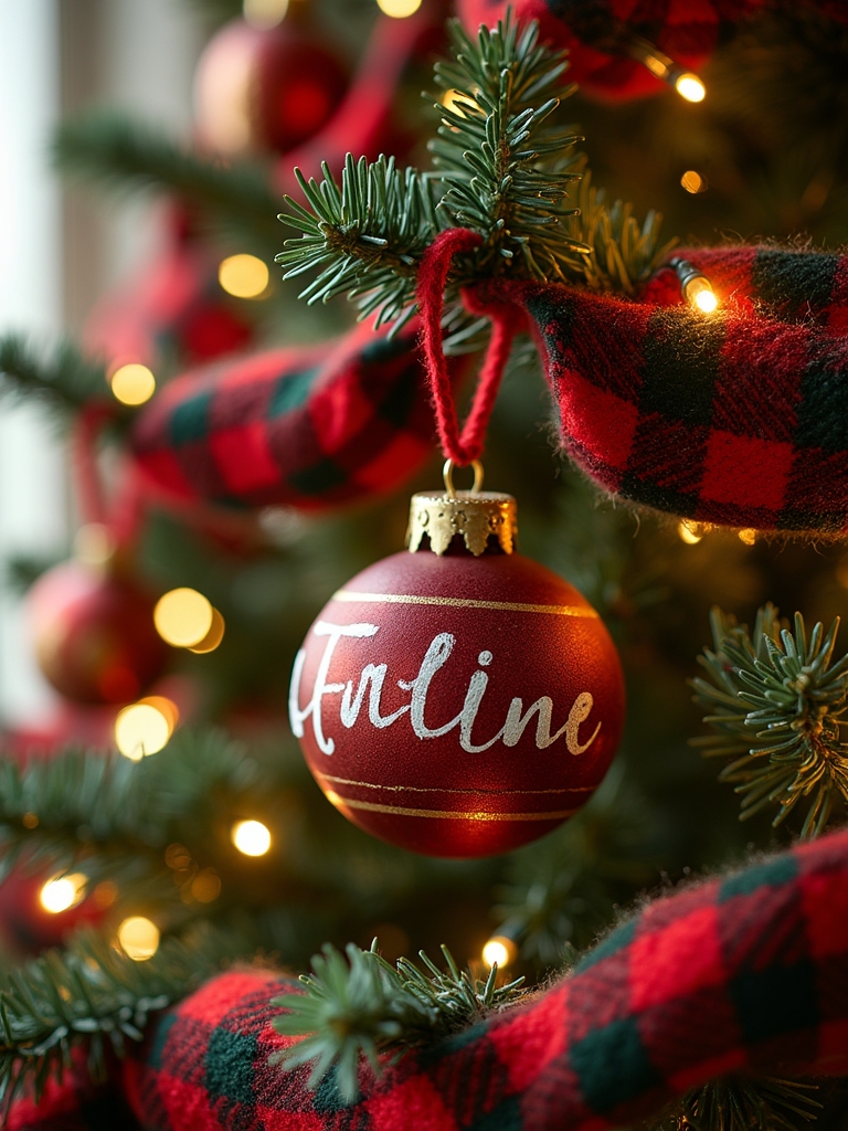 personalized plaid holiday ornaments