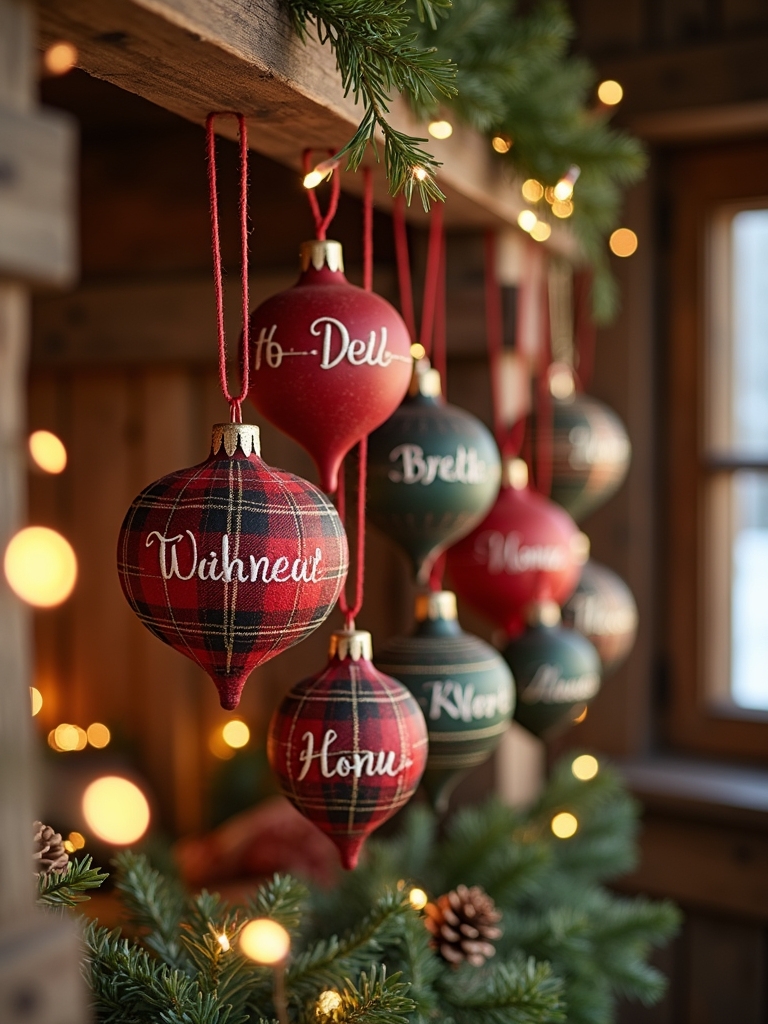 personalized plaid name ornaments
