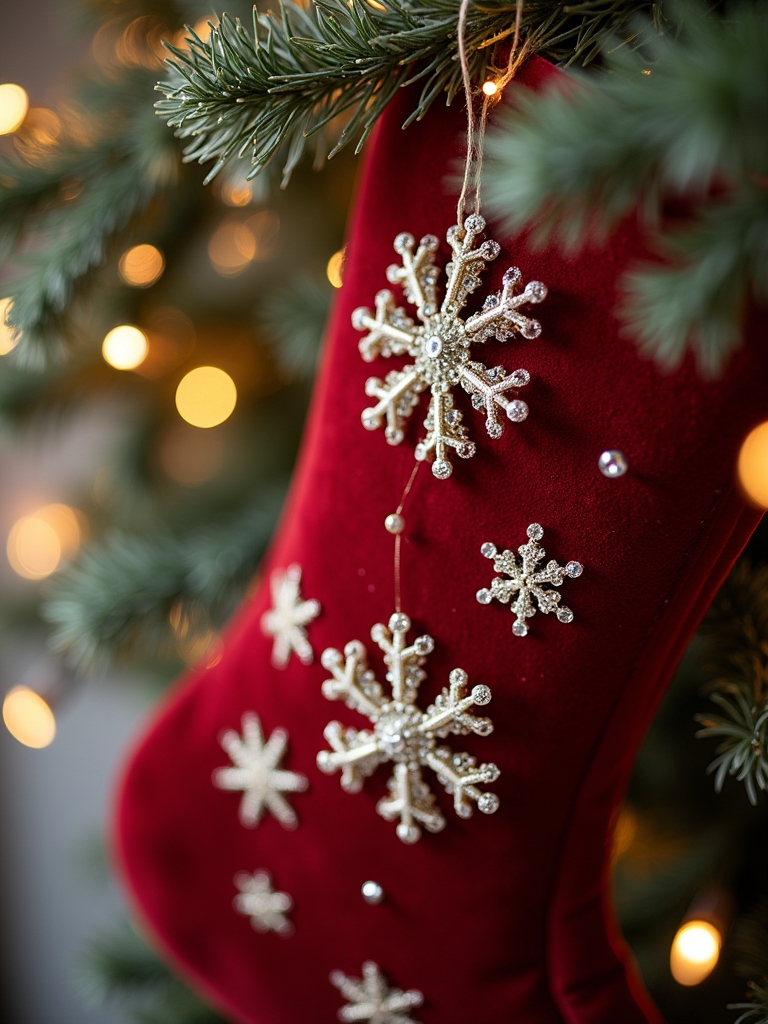 personalized snowflake embellished stockings