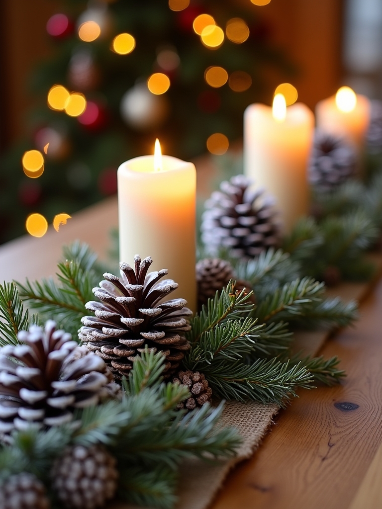 pine cone holiday table runner