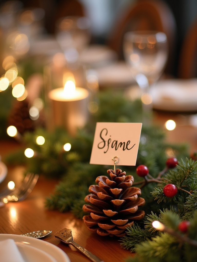 pine cone place card holders