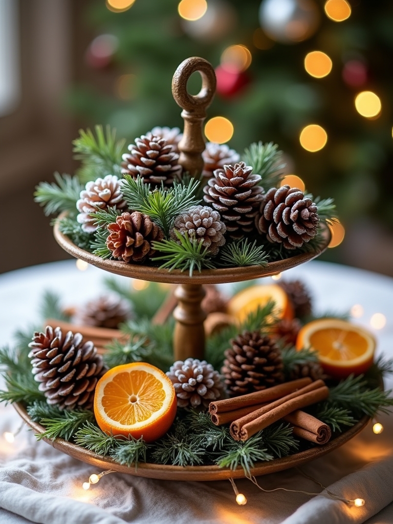 pinecone and evergreen decor
