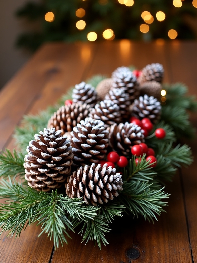 pinecone holiday table centerpiece