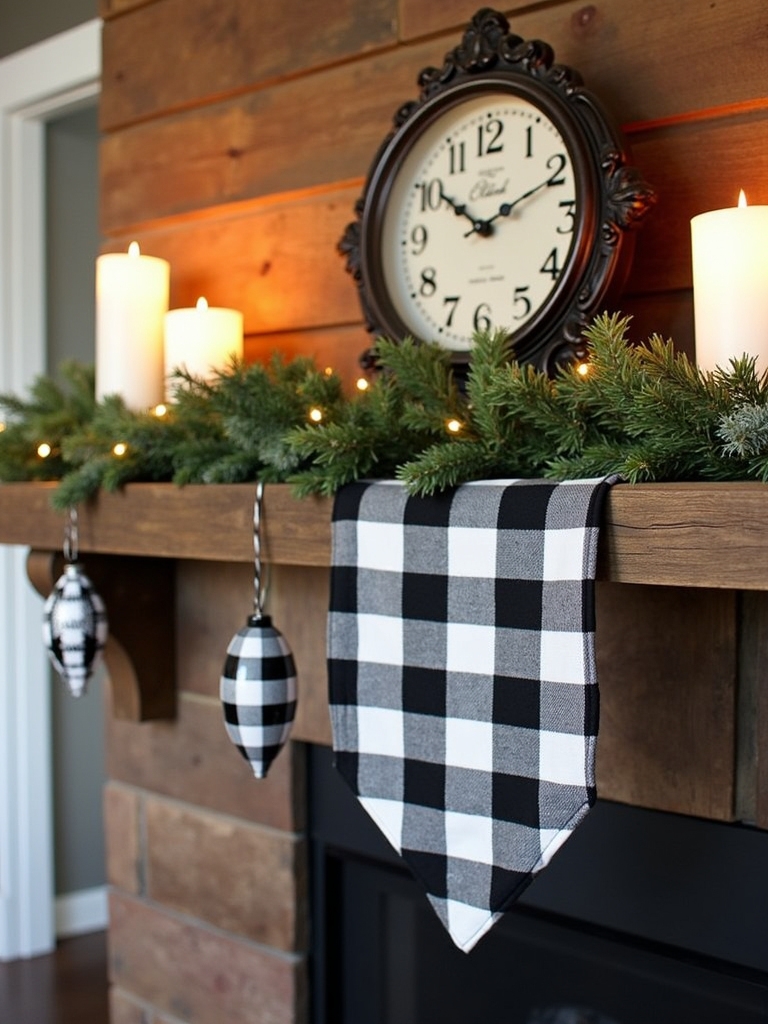 plaid accents for mantels