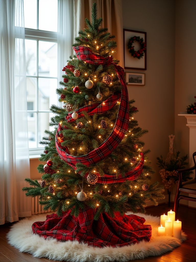 plaid and natural decor