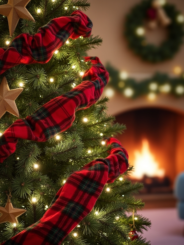 plaid garland enhances christmas