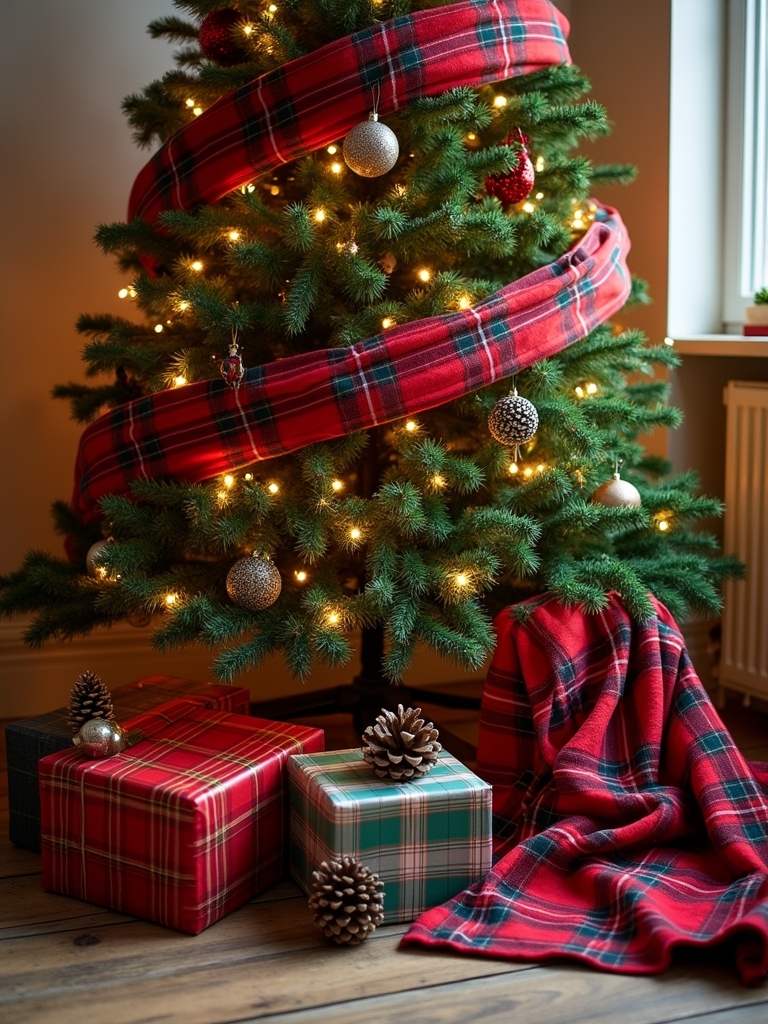 plaid gift wrap charm