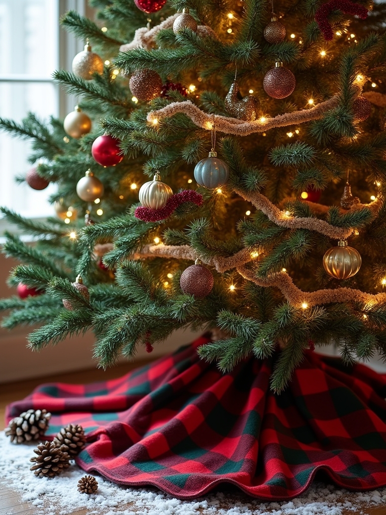 plaid tablecloth christmas decor