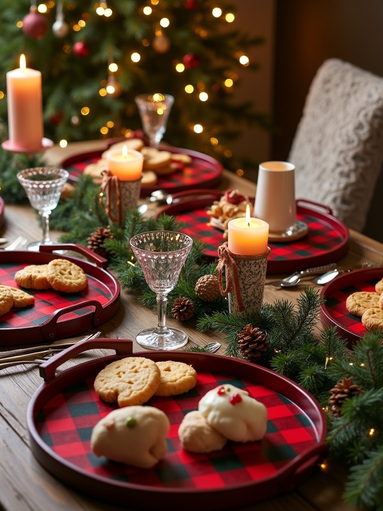 plaid trays for entertaining
