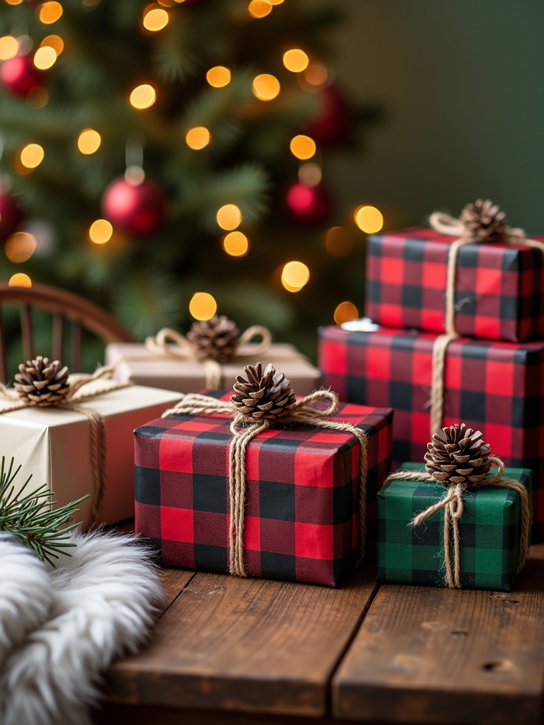 plaid wrapping for presents