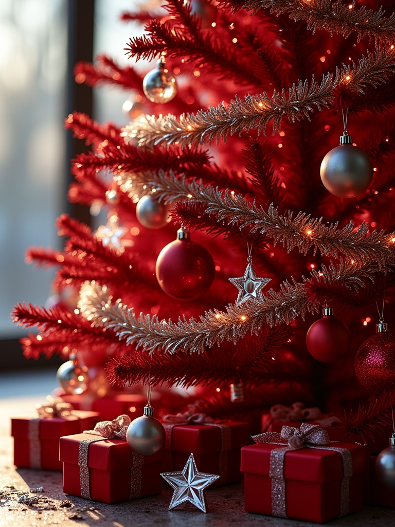 red and clear ornaments