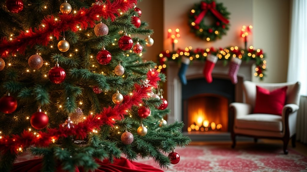 red christmas tree decor