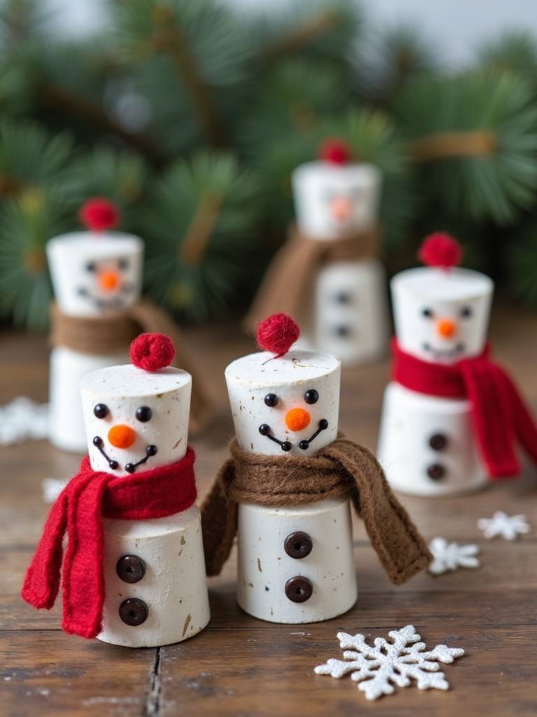 repurposed snowman wine corks