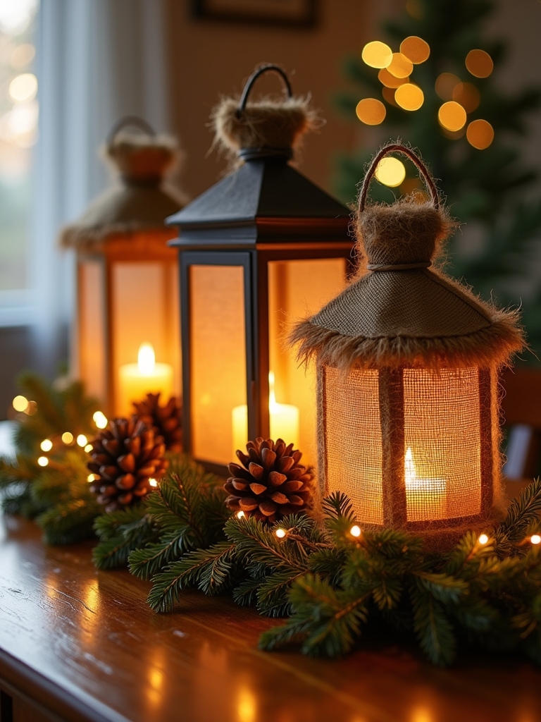 rustic burlap lantern decorations