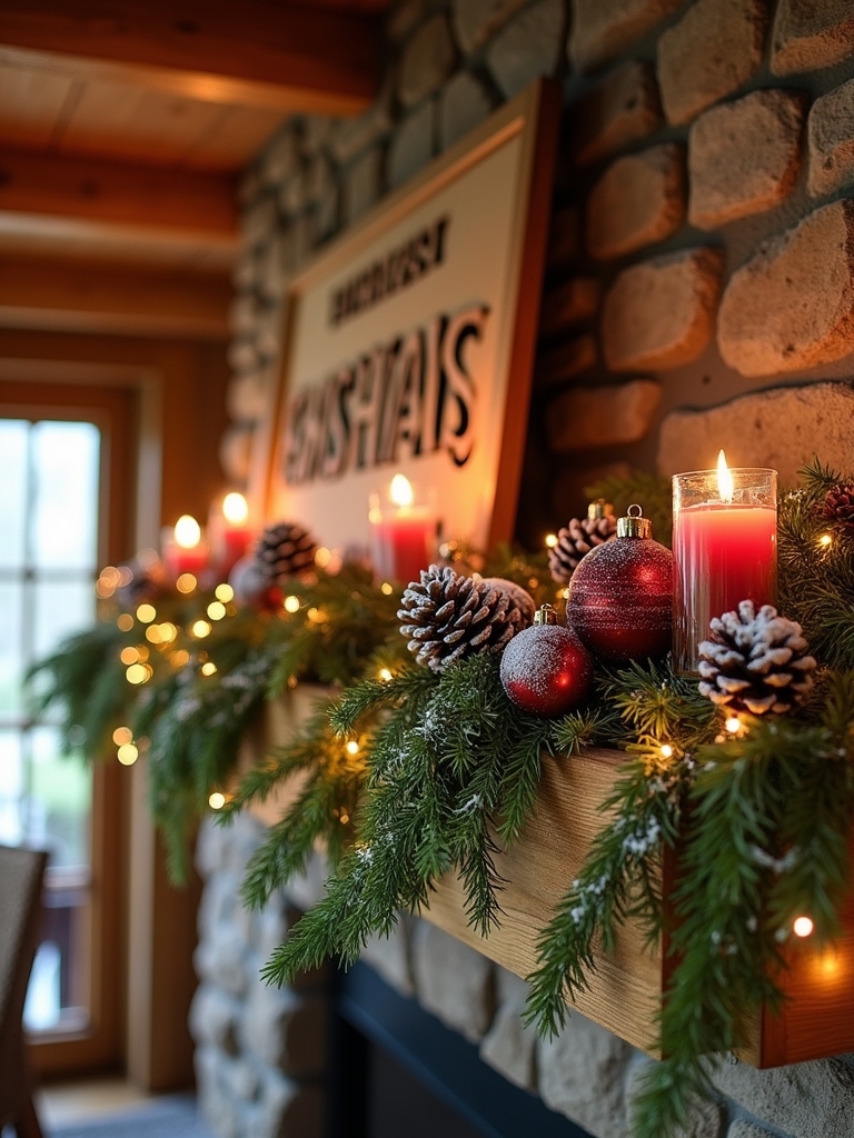 rustic holiday mantel decor