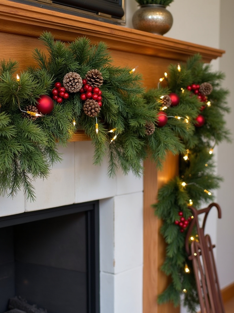 rustic pinecone berry garland