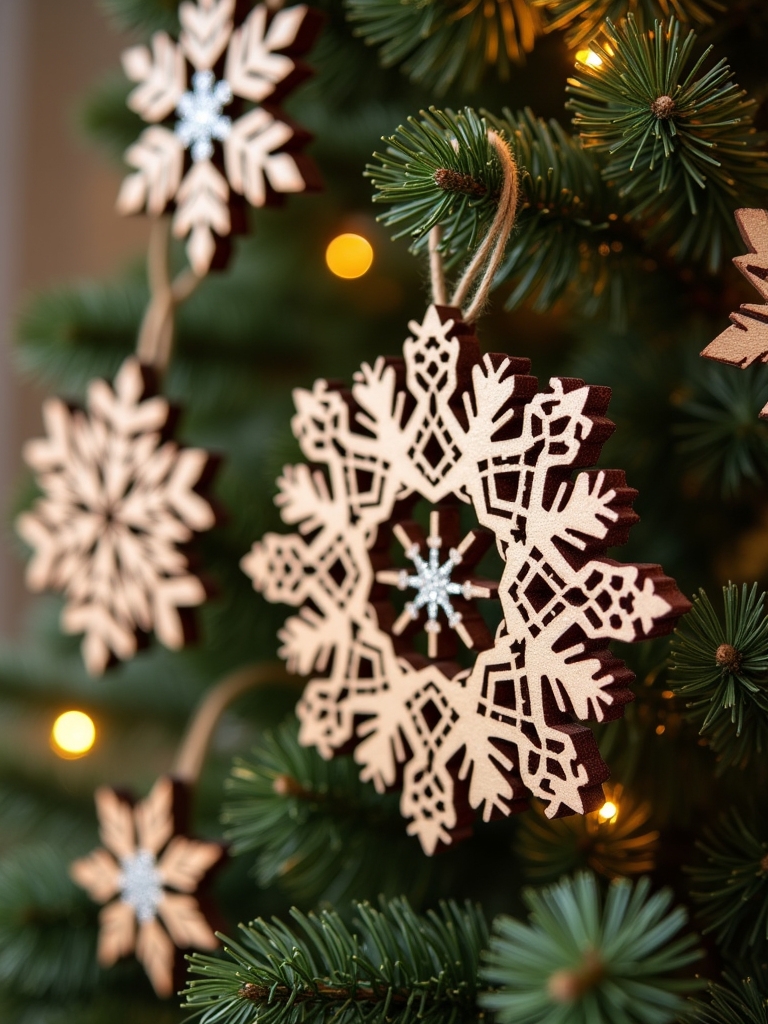 rustic wooden snowflake ornaments