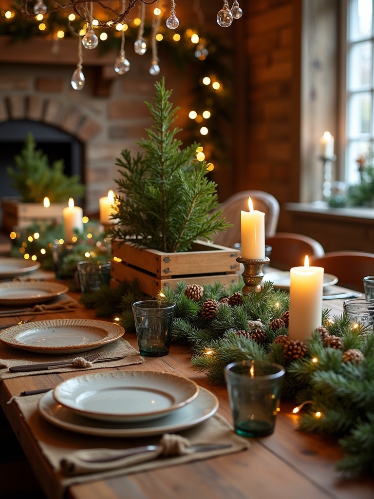 rustic woodland christmas dining
