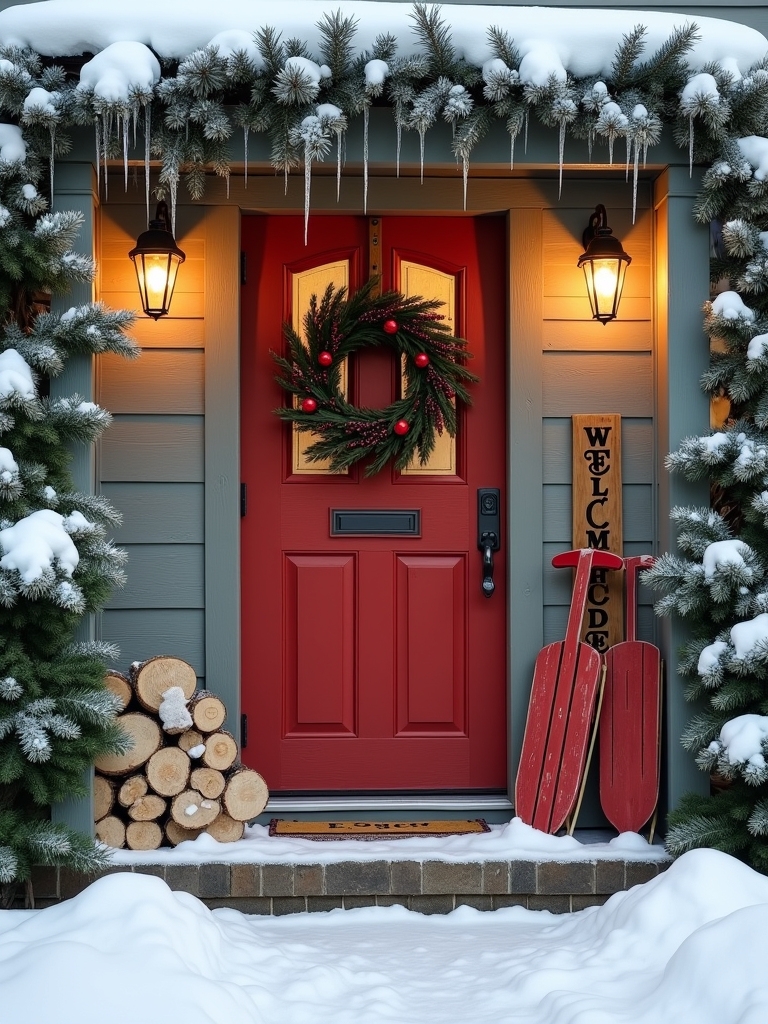 serene snowy winter entrance