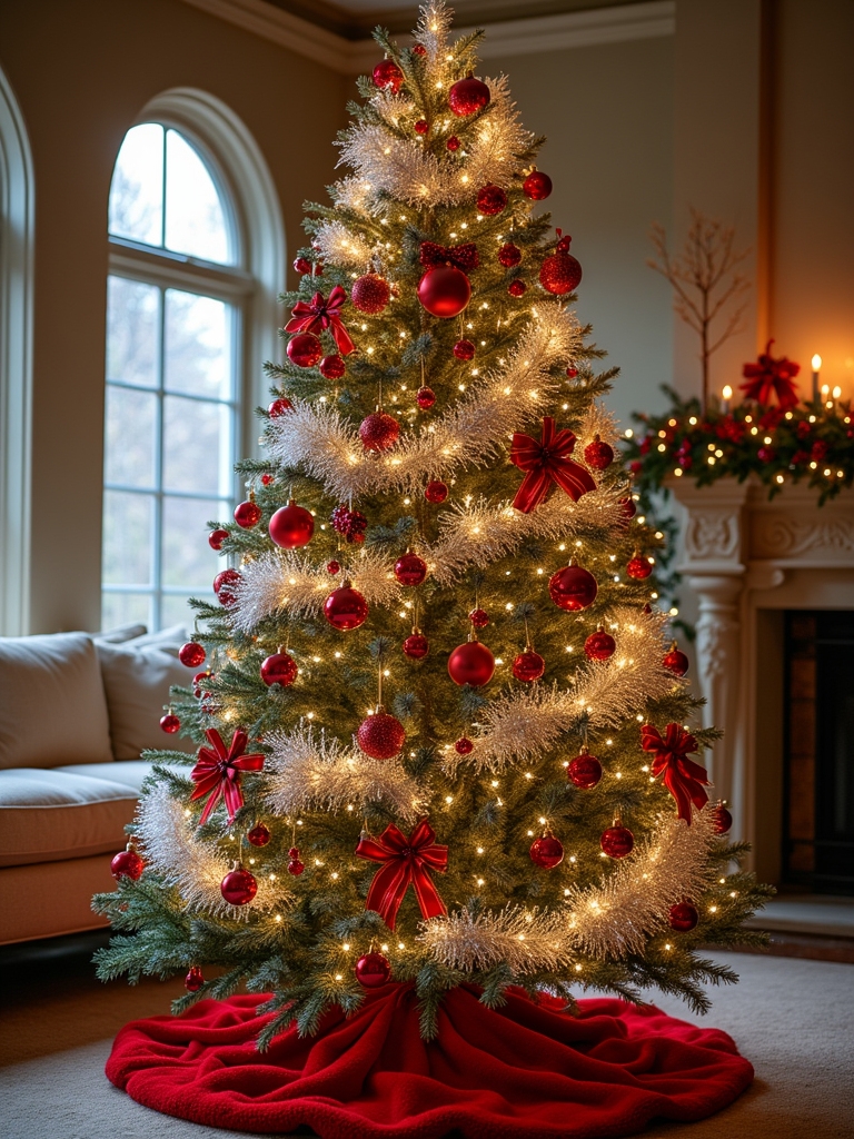 shimmery tinsel tree accents