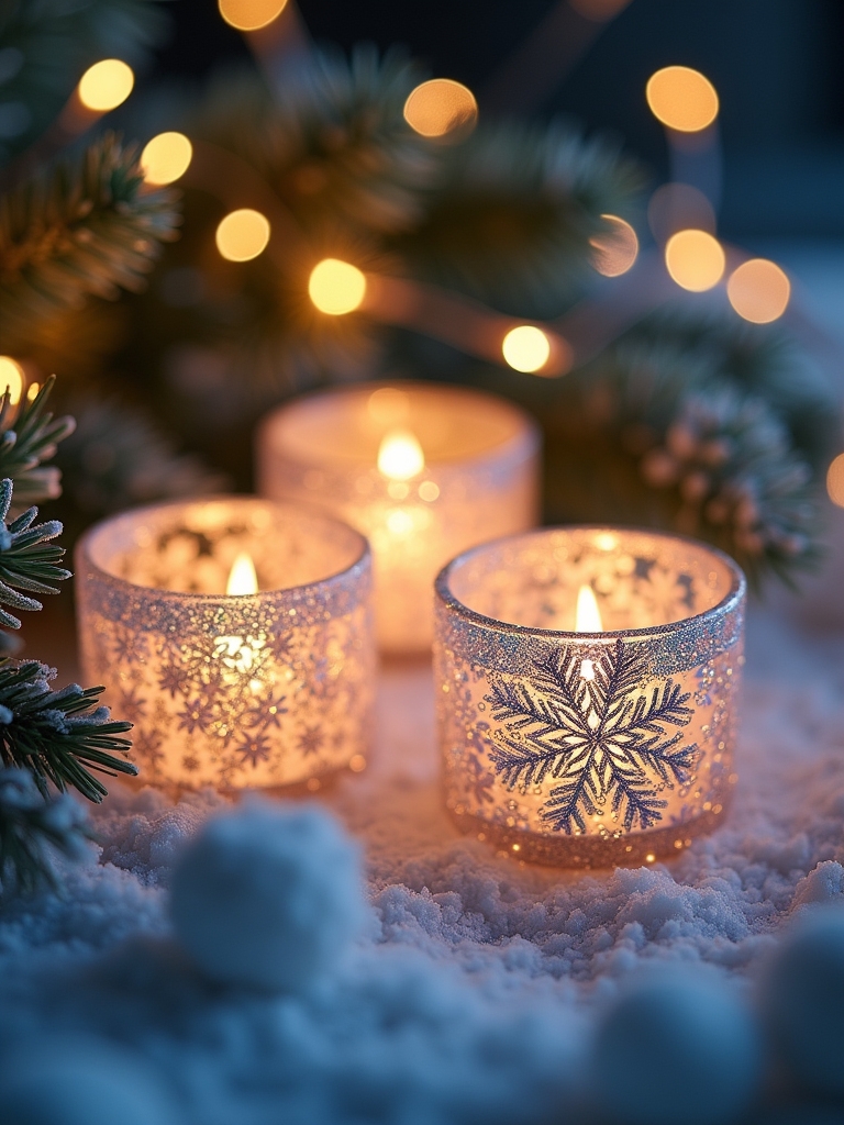 snowflake themed candle holder crafts