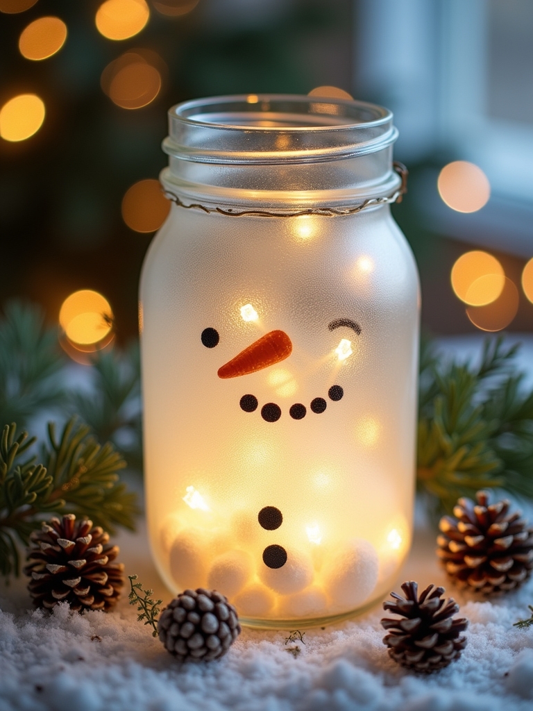 snowman jar holiday decor