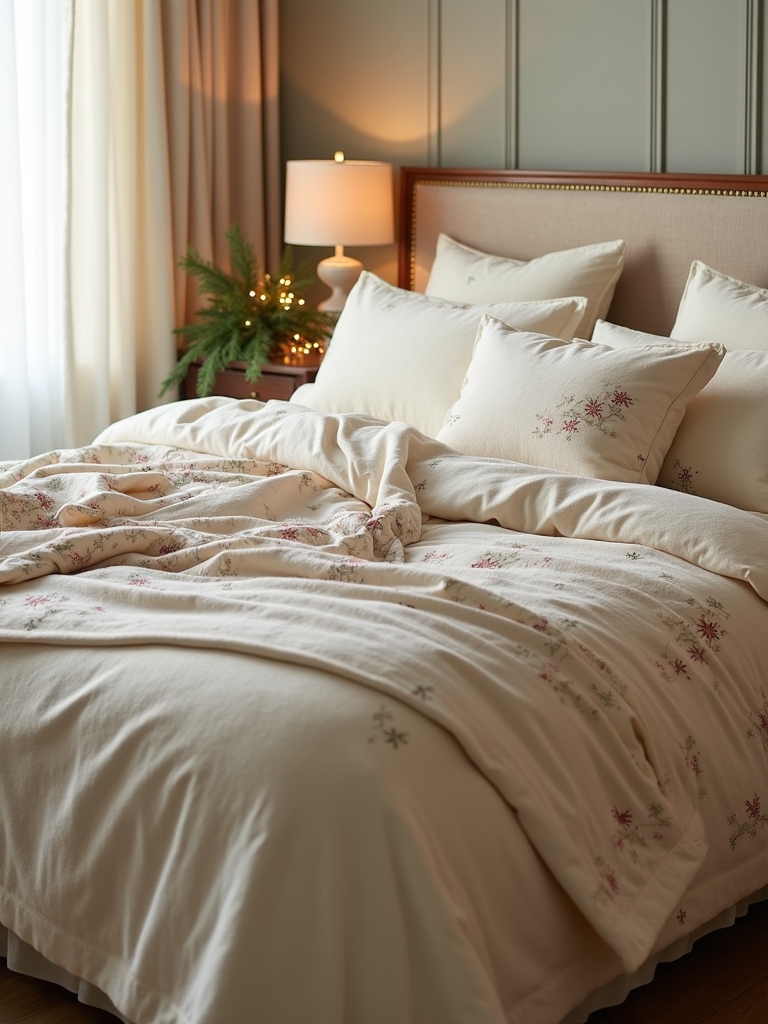 sophisticated holiday bedding accents