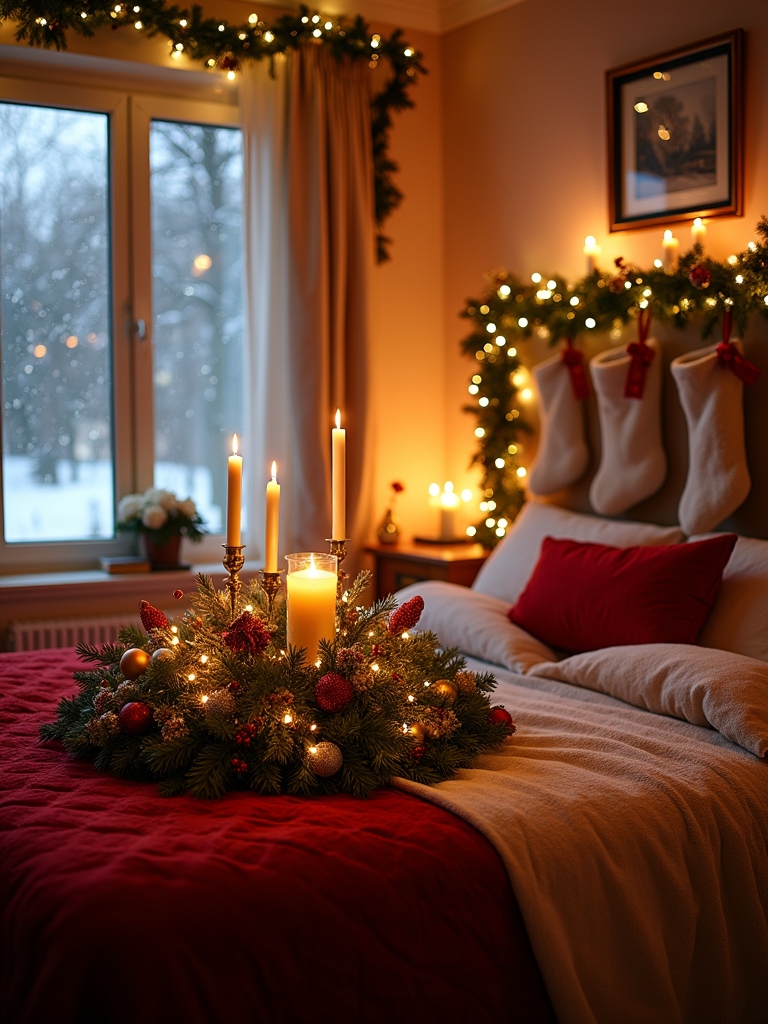 sparkling garland and candles