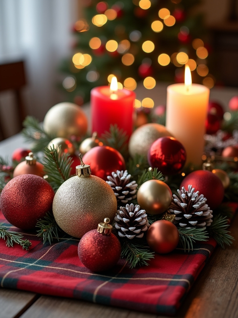 sparkling holiday ornaments display