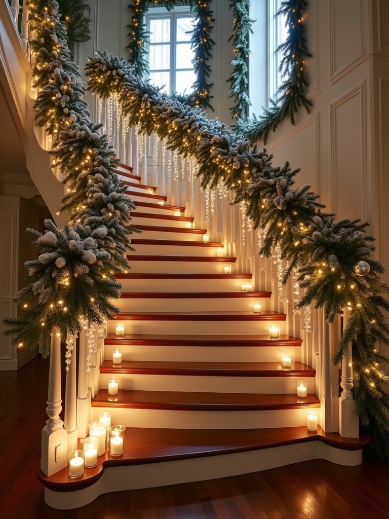 sparkling icicle staircase decorations