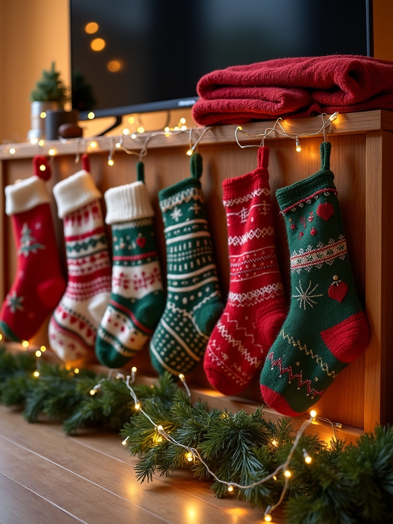 stockings on tv stand