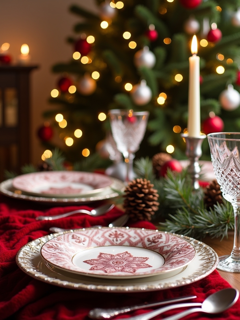 stylish red and white tableware