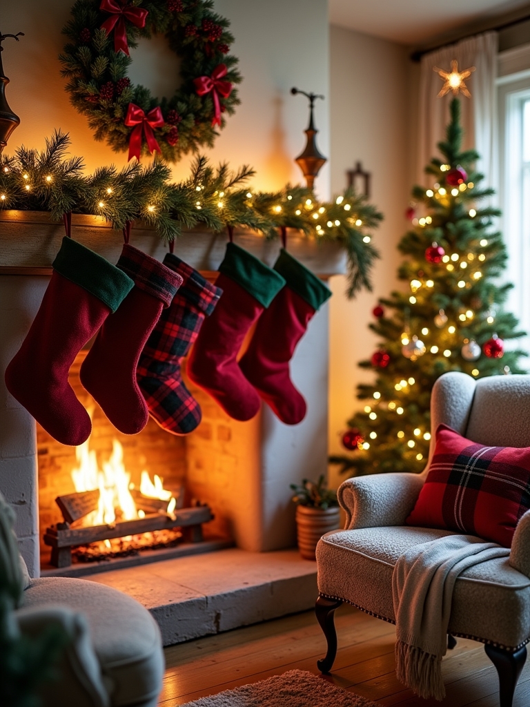 traditional plaid holiday stockings