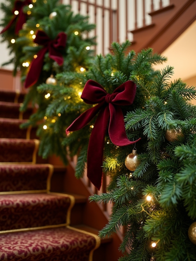 velvet ribbon staircase decor