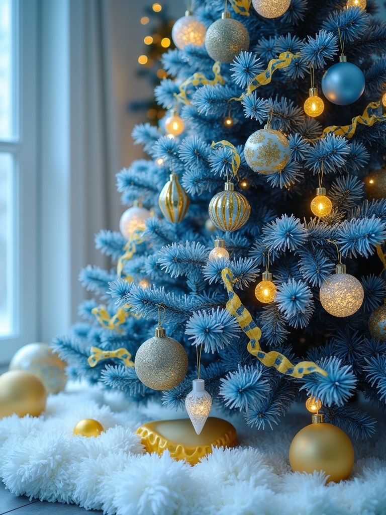 vibrant blue and yellow accents