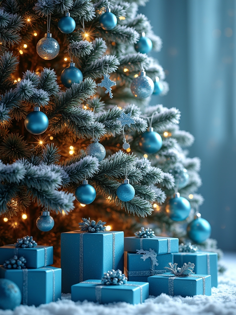 vibrant blue green christmas decor