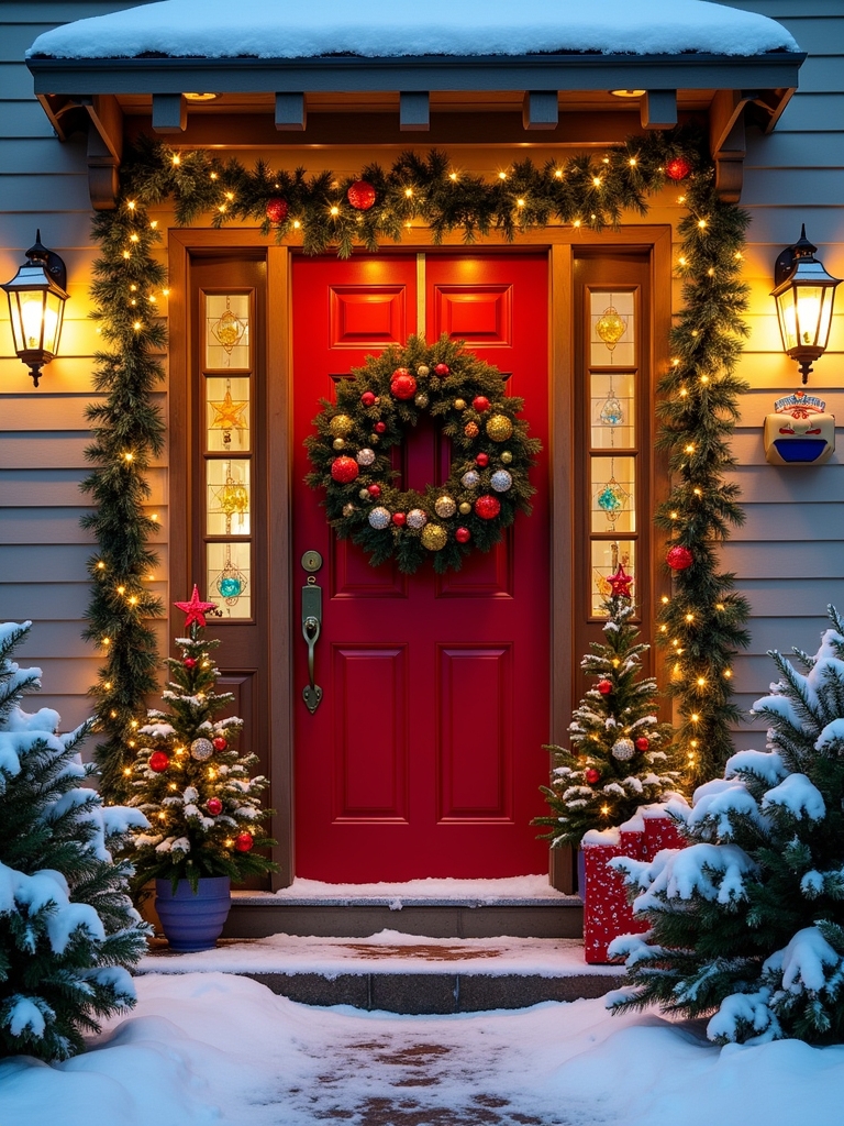 vibrant holiday door decor