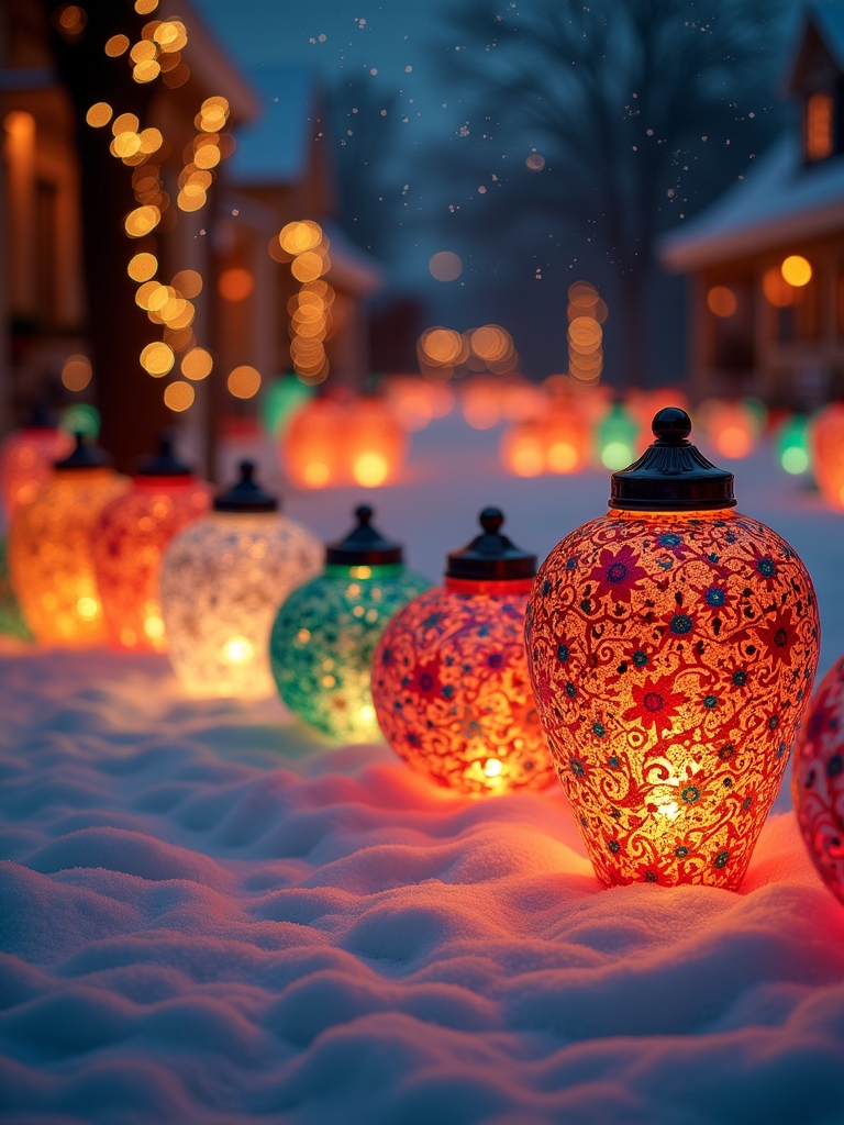 vibrant holiday lantern decor