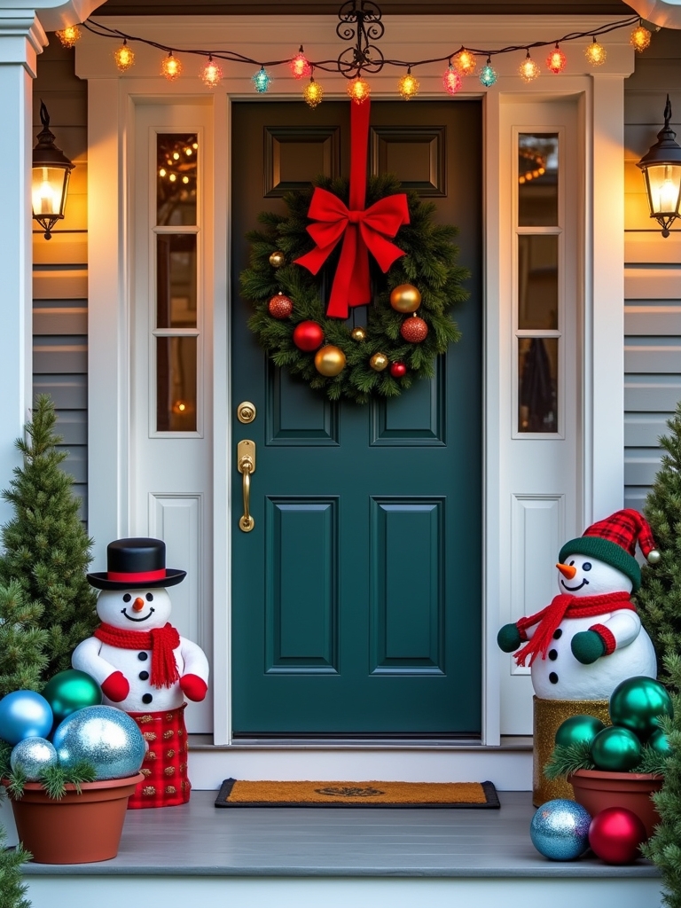 vibrant holiday porch decor