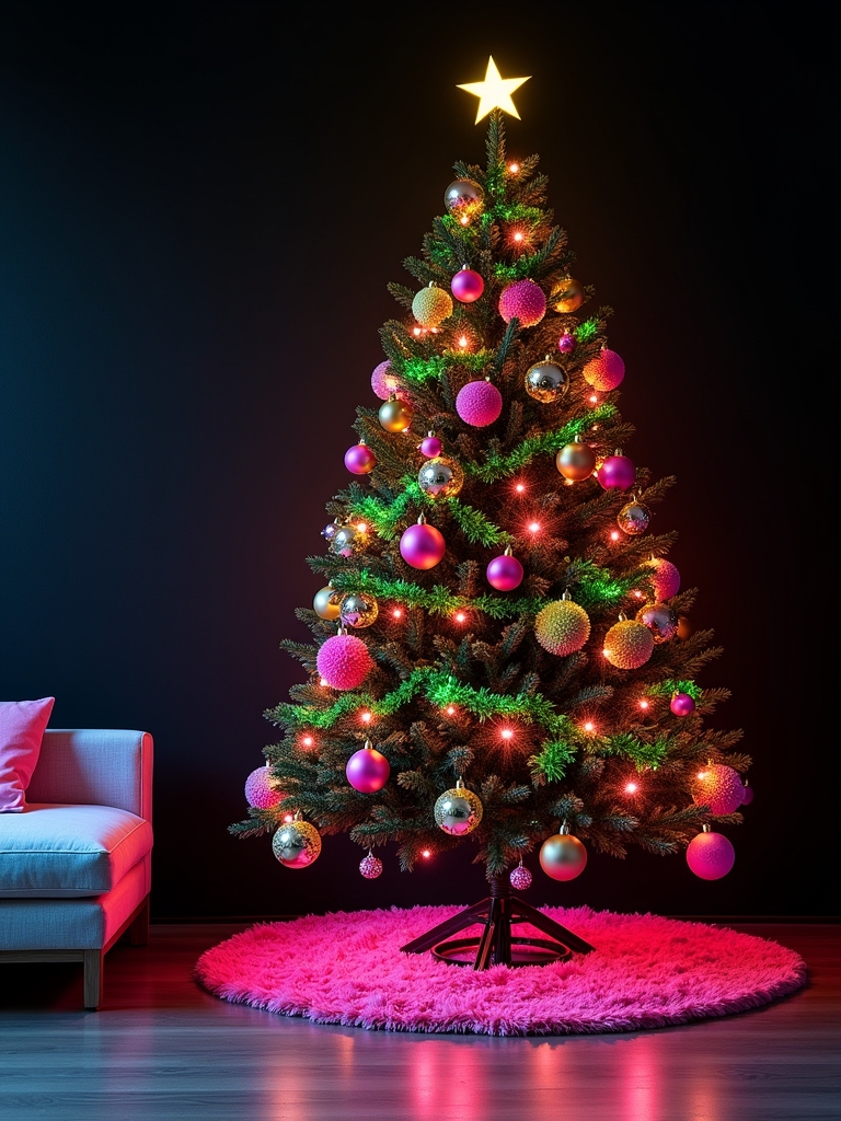 vibrant neon holiday decor