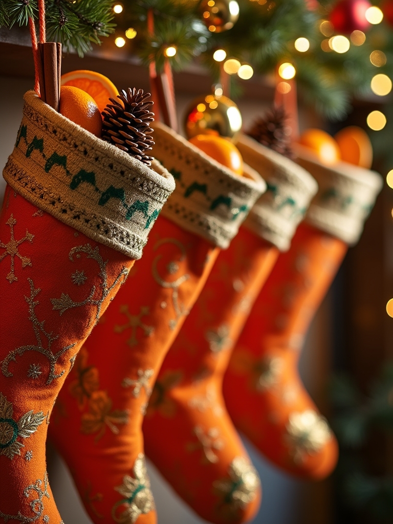vibrant orange holiday stockings
