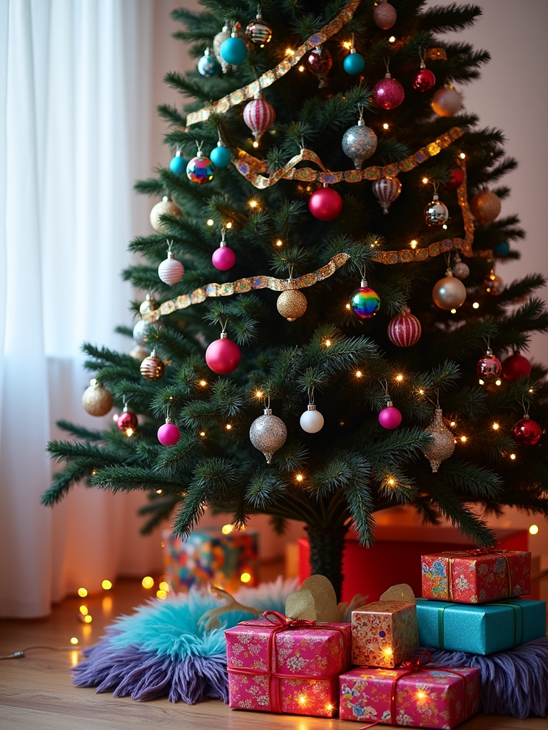 vibrant rainbow christmas accents