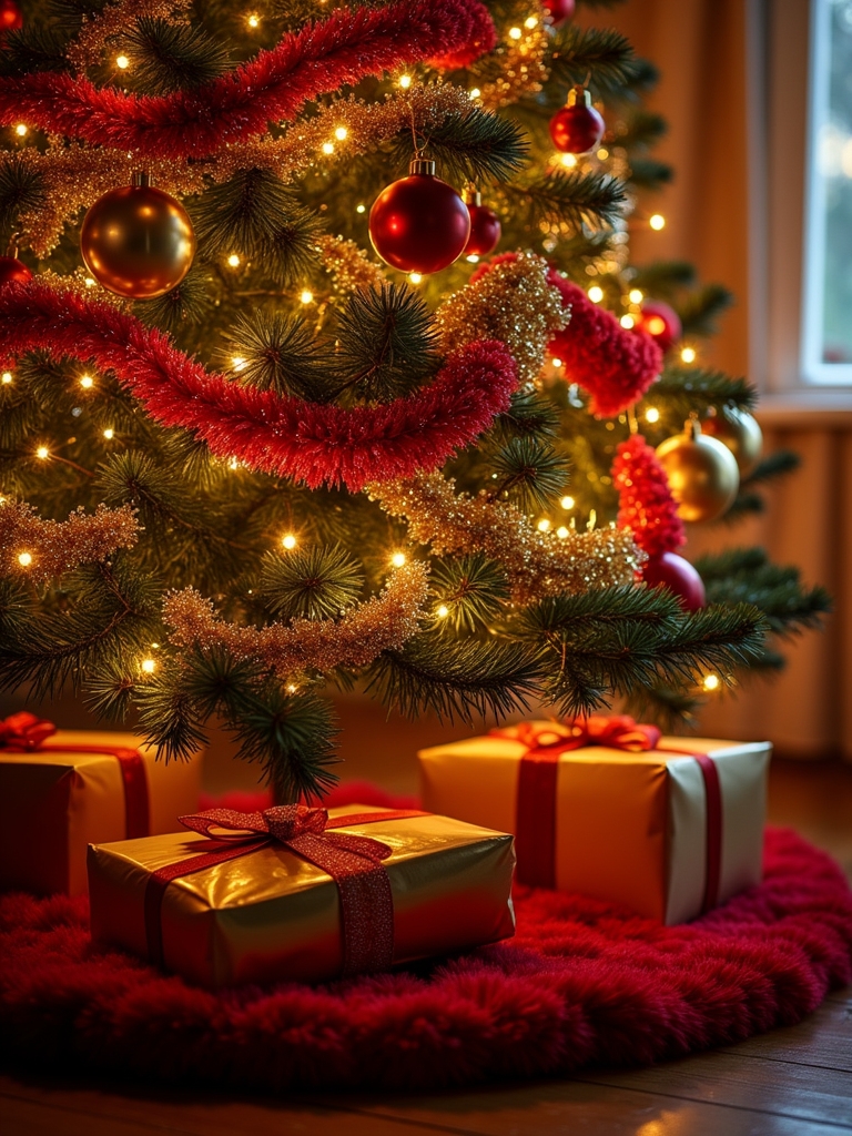 vibrant red glittering gold