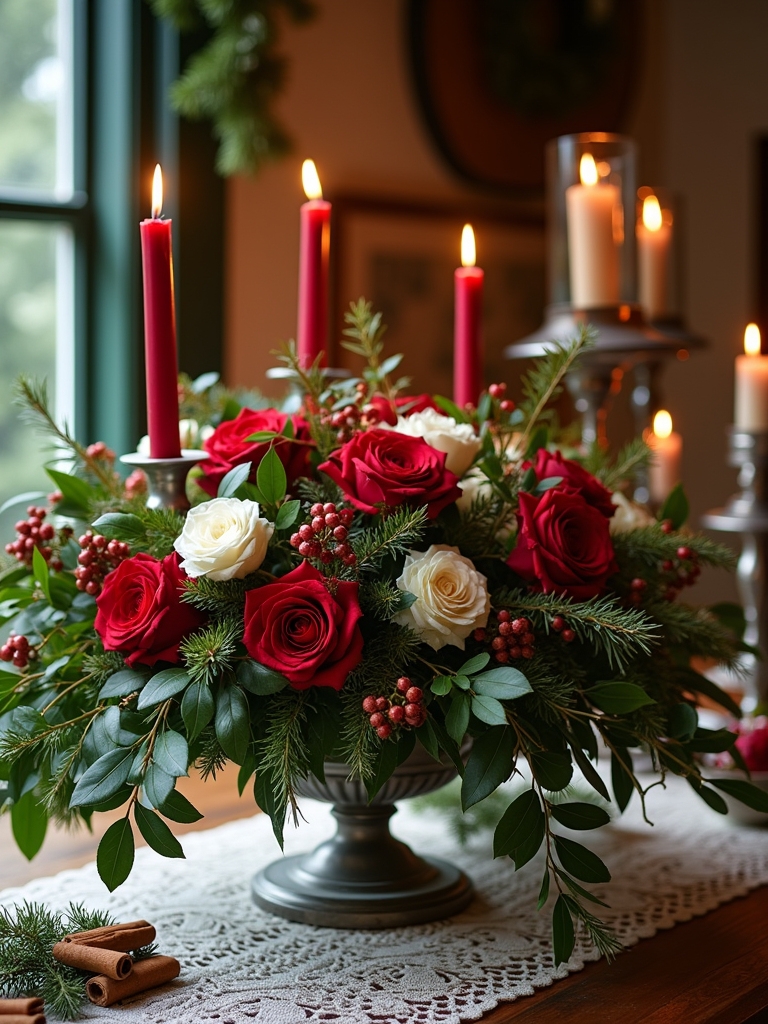 vintage floral holiday decor