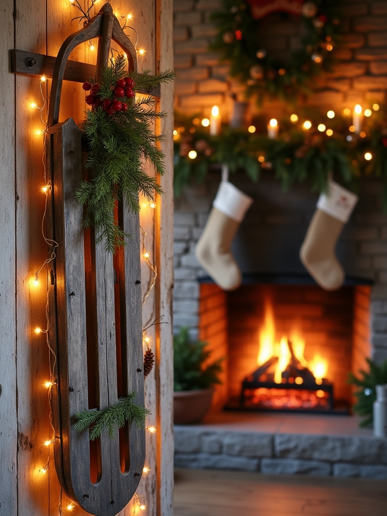 vintage sled wall decor